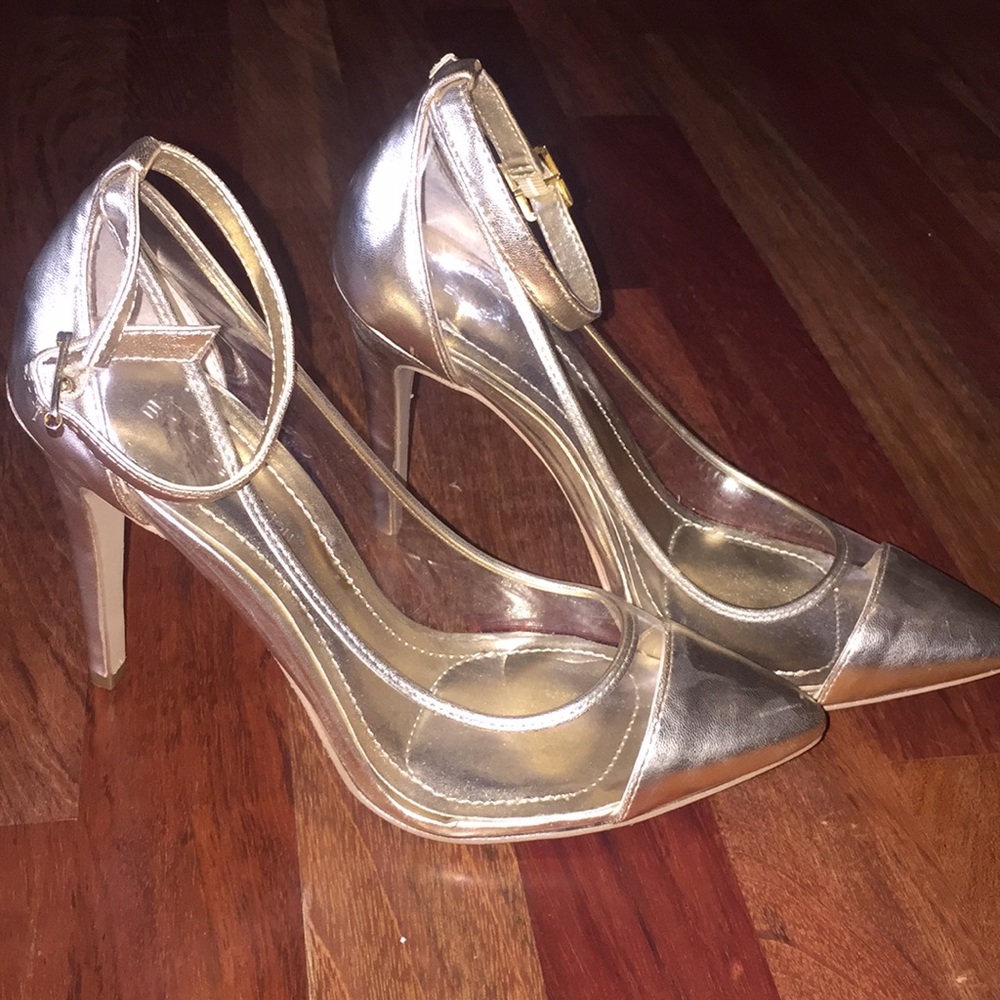 BCBG gold heels